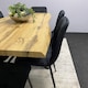 image 4 of Wooden Dining Table with 6 Black Velvet Chairs, Stylish Dining Room Furniture