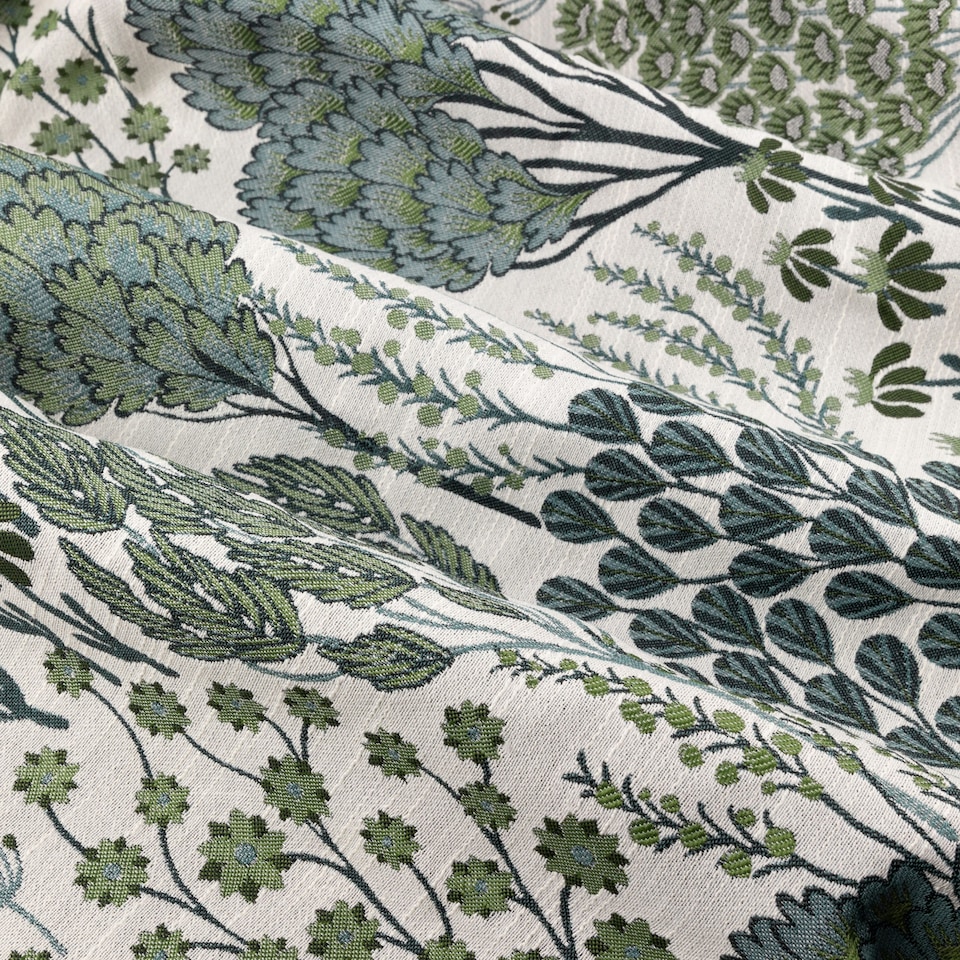 image 1 of Wylder Ophelia Jacquard Floral Room Darkening Pencil Pleat Curtains | Green