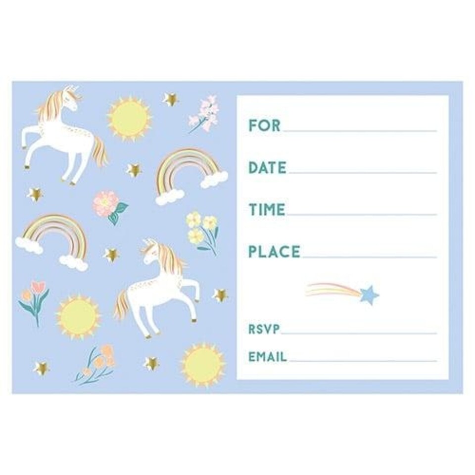 image 1 of Dainty Unicorn Invitations with Envelopes - Pack of 8