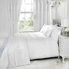Everdean Floral Polycotton Duvet Cover Set with Pillowcase White | Super King