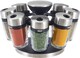 image 1 of Cole & Mason Cambridge 8 Jar Rotating Spice Rack, Includes 8 Filled Spice/Herb Jars with Lids for Kitchen Countertop Storage, (H) 13cm x (W) 20cm