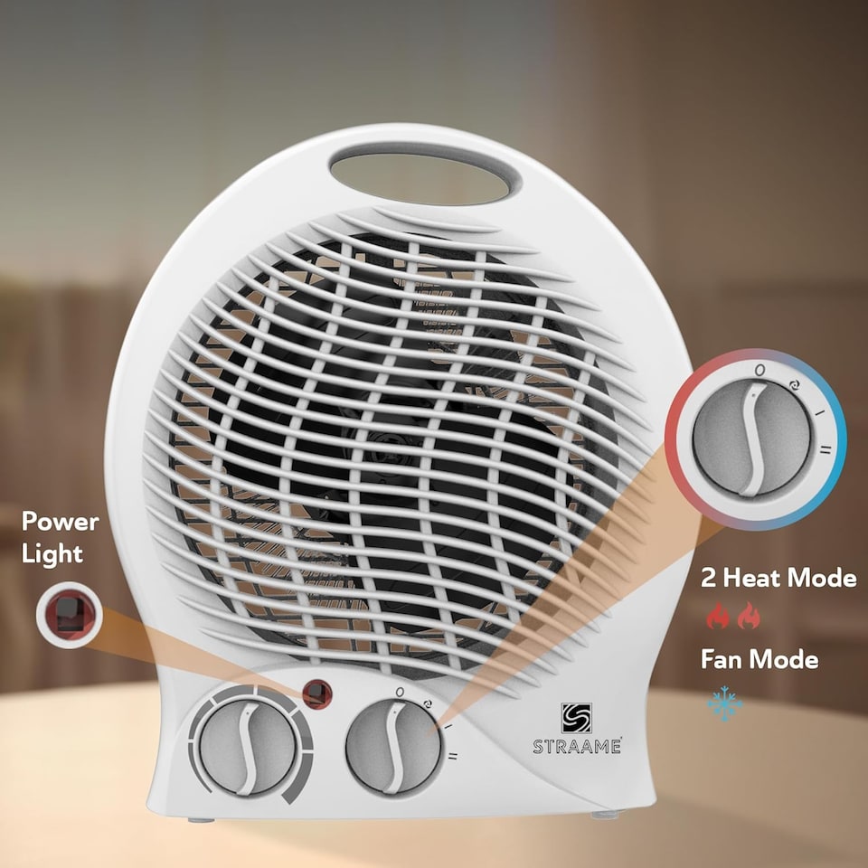 image 1 of Straame Upright Fan Heater – 2000W Portable Electric Heater with Thermostat & Fan Mode