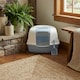 image 8 of Large Cat Corner Litter Tray Hooded Deep Cover Toilet Flap Box with Filter & Scoop | Blue | Light Blue | 1