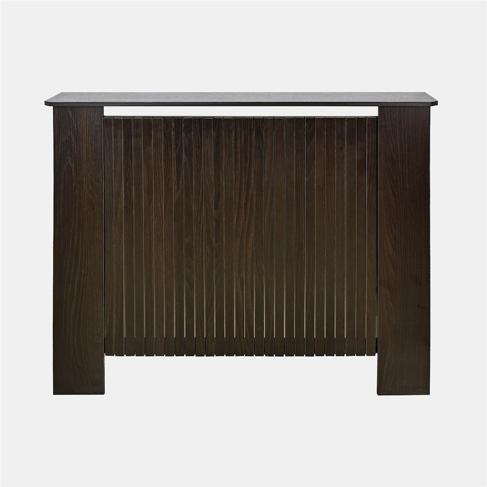 image 1 of OHS Ribbed Medium Radiator Cover Slatted Engineered Wood | Brown | Dark Brown Wood