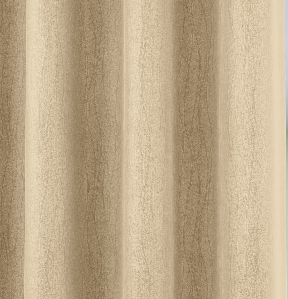 image 1 of Enhanced Living Goodwood Cream Thermal, Energy Saving, Dimout Eyelet Curtains with Wave Pattern (PAIR) - 66 x 54 inch (168x137cm)