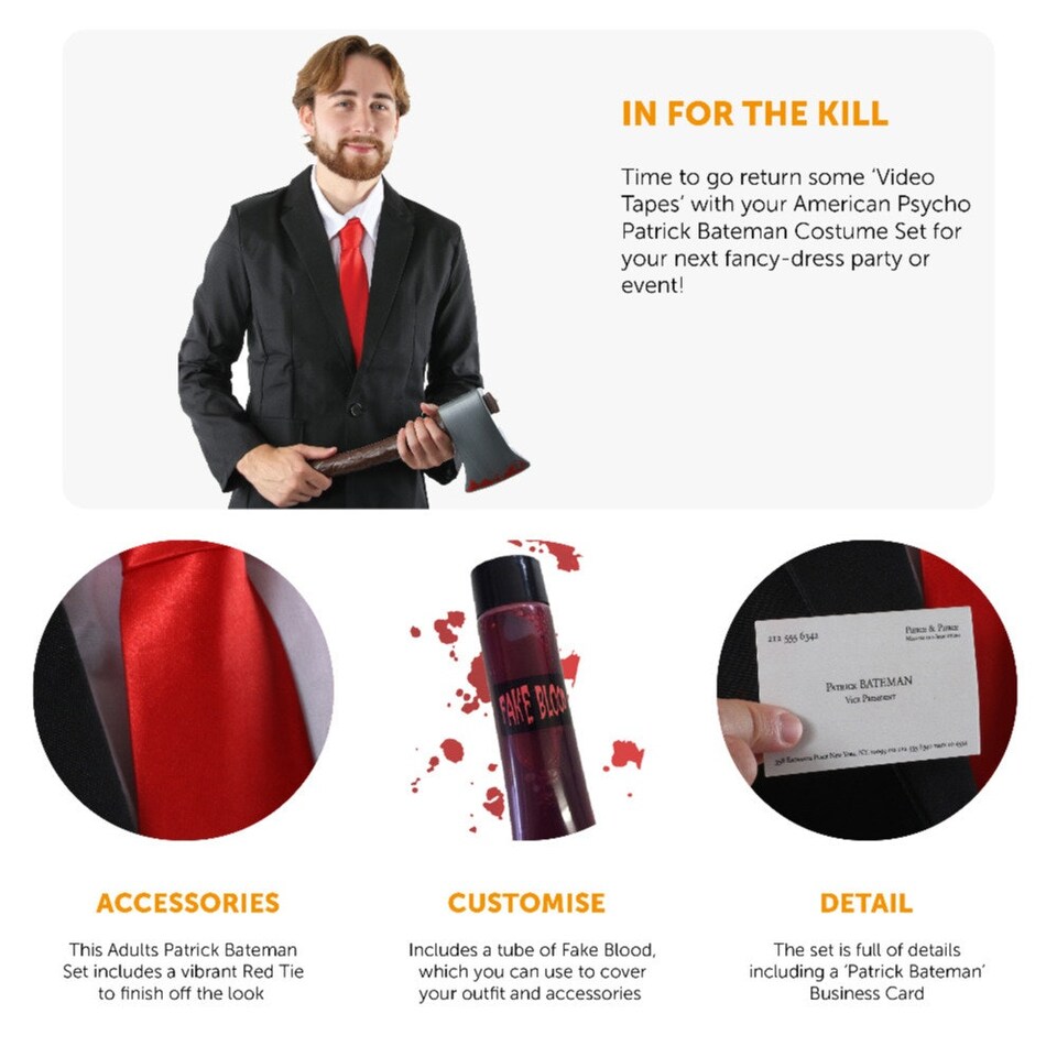 image 1 of Patrick Bateman Costume Multi | L