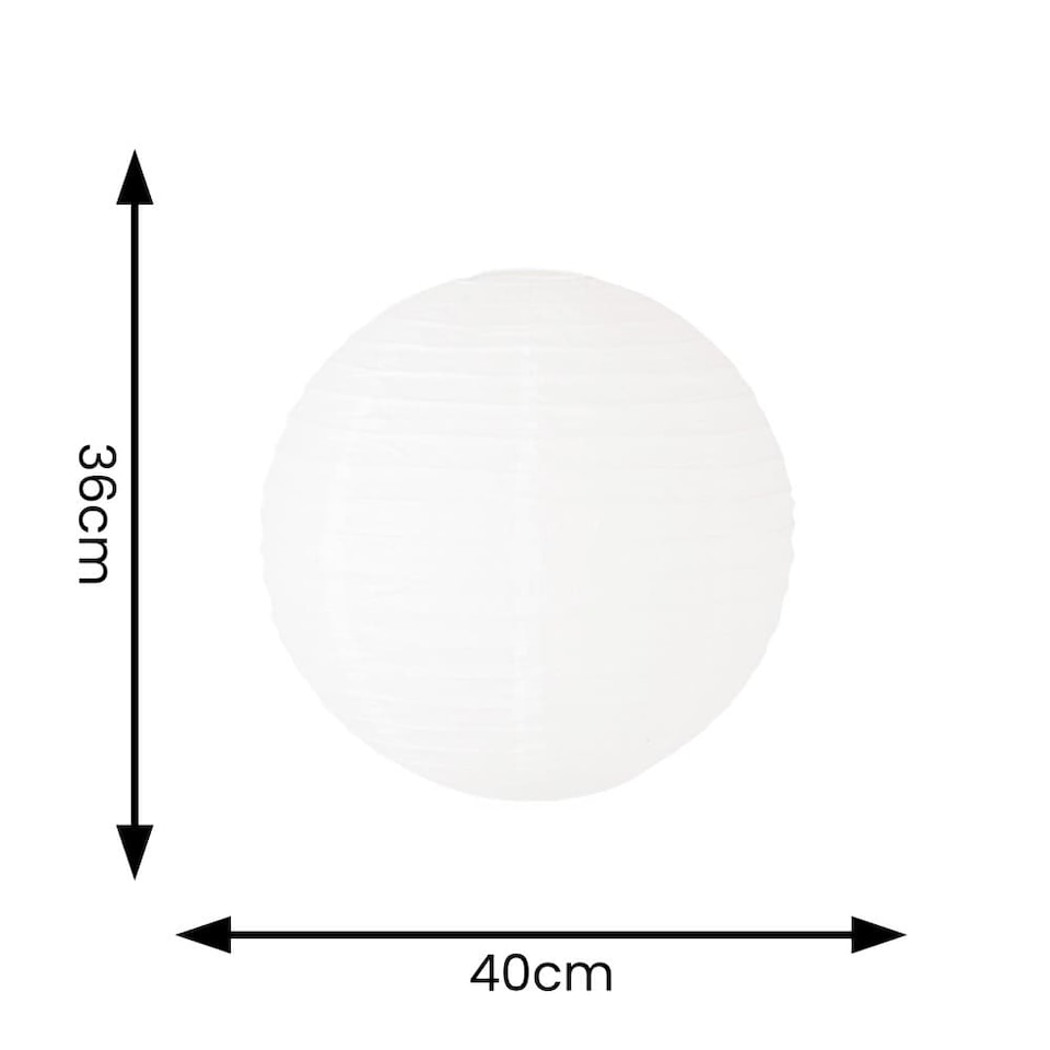 image 1 of ValueLights Isla White Paper Globe Ceiling 40cm Lamp Shade | White