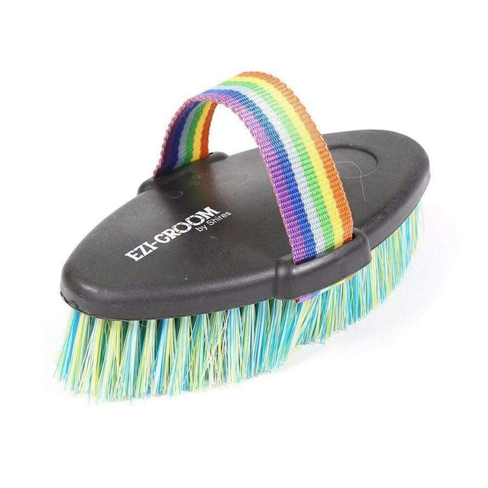 image 1 of Ezi-Groom Shape Up Horse Body Brush - Blue/Yellow - 35mm x 185mm x 95mm