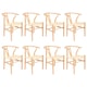 image 1 of Nicholas Winter Beech Wooden Scandi Danish Style Dining Chairs - Natural - Set of 8 - Solid Wood Chair Armchair Dining Chair Club Chair Side Chair Cream