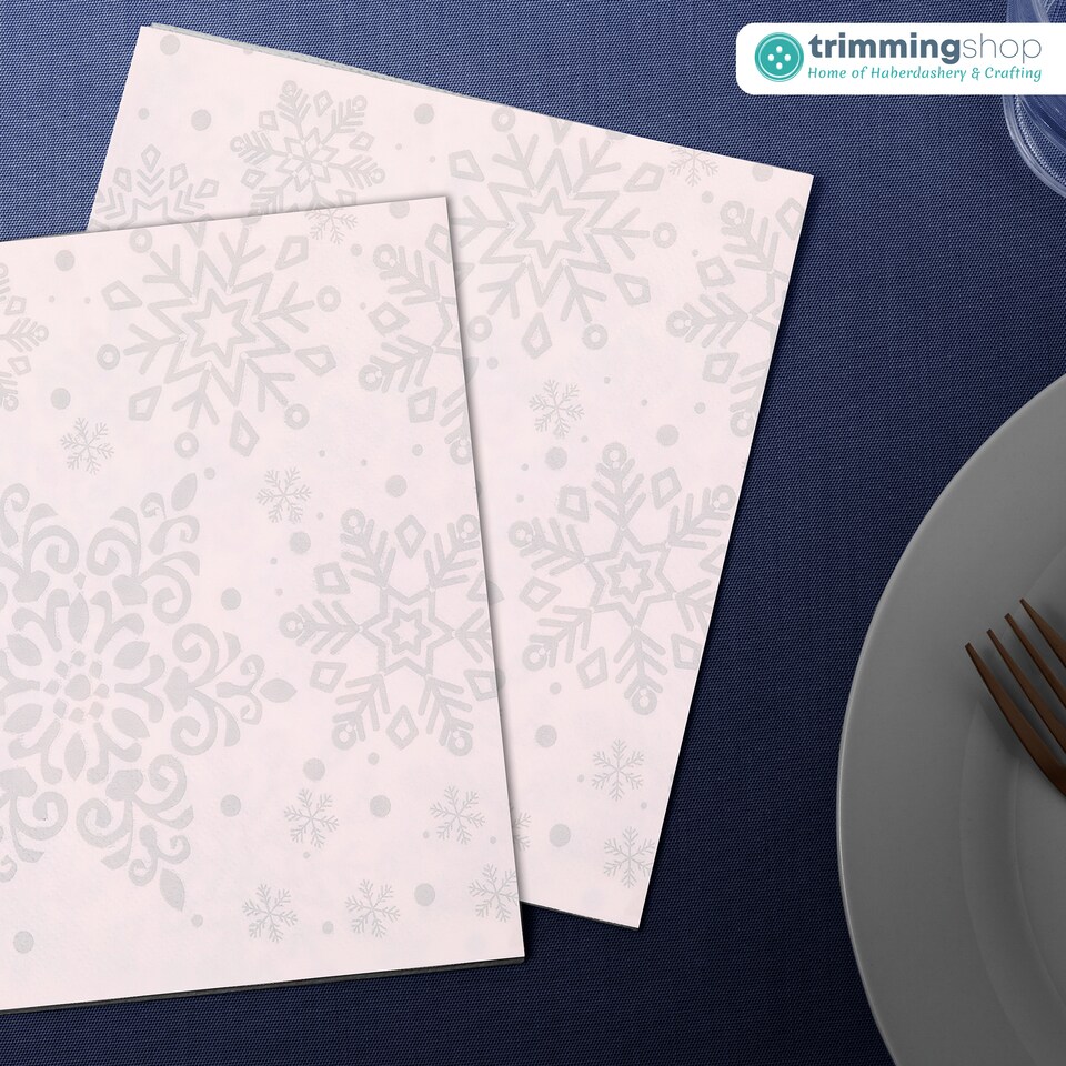 image 1 of 33 x 33cm White Christmas Party Disposable Paper Napkins 2 Ply - 20pcs