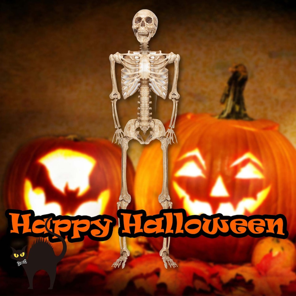 image 1 of vfm-estore Giant 7ft Halloween Skeleton Hanging Decoration White