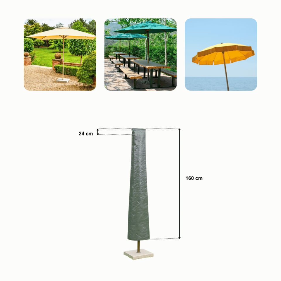 image 1 of Grey 160cm Heavy Duty Waterproof Parasol Jumbo Protective Cover