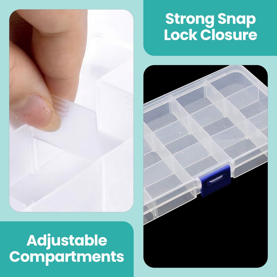 image 1 of 15 Compartment Storage Box with Blue Lock - 173 x 100 x 22mm