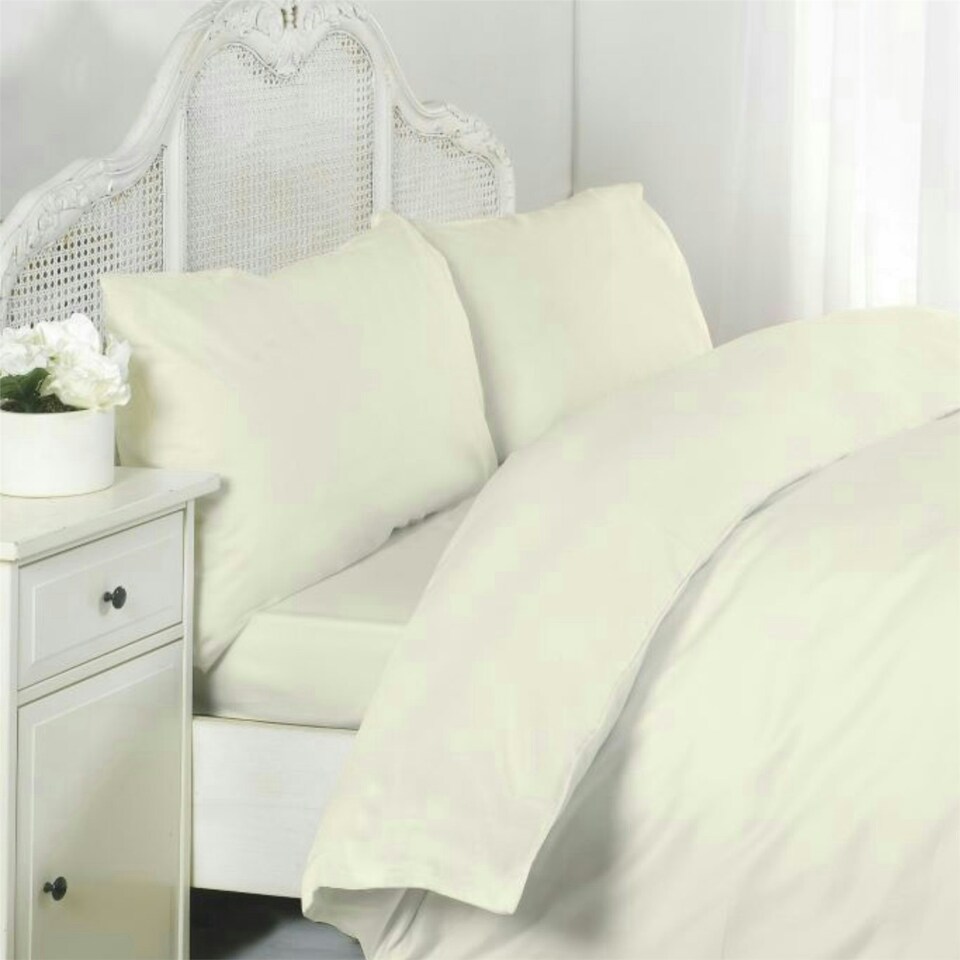 image 1 of Egyptian Cotton 16" Fitted Sheet 200 Thread Count Light - Cream - Single