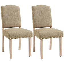 Yaheetech Set of 2 Upholstered Kitchen Chairs Dining Room Chairs | Multi | Khaki(