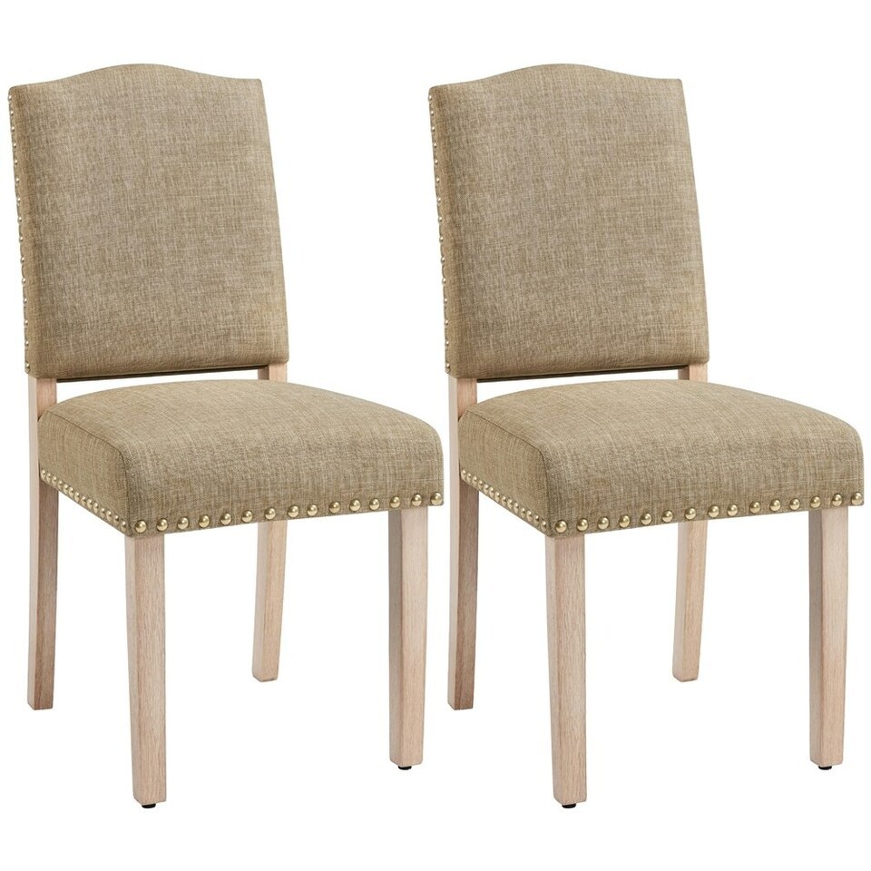 image 1 of Yaheetech Set of 2 Upholstered Kitchen Chairs Dining Room Chairs | Multi | Khaki(