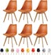 image 1 of Set of 6 Dining Chairs with Solid Wooden Legs and Seat Cushion Pads in Orange - Eva by MCC