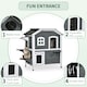 image 3 of PawHut Wooden Cat House Cat Cave Pet Shelter Condos Outdoor Grey