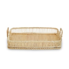 Rustic Rattan/Bamboo Natural Rectangular Tray | Cream
