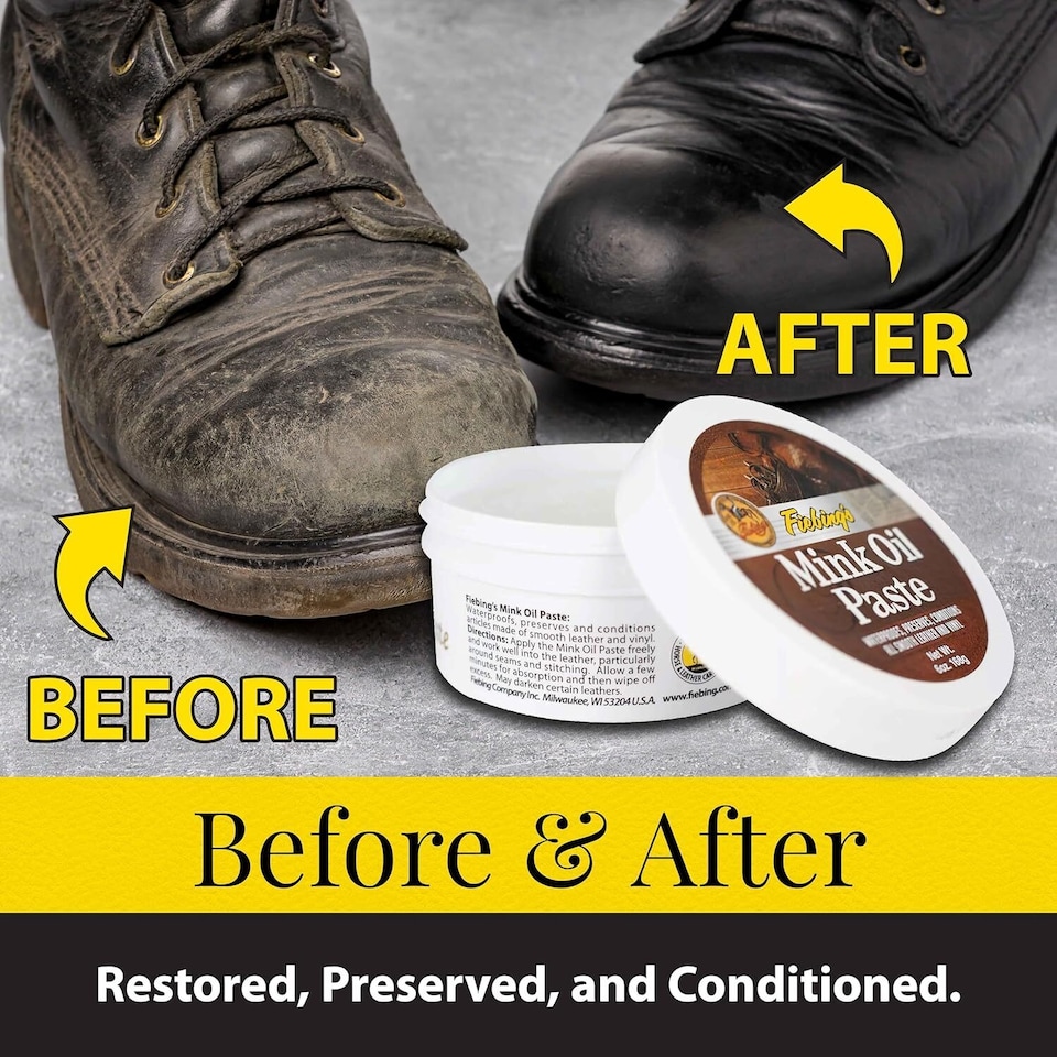 image 1 of Fiebing's Mink Oil Paste - Heavy Duty Waterproofing for Leather 6oz | Clear