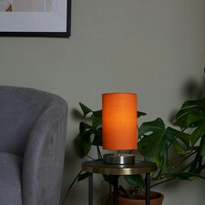 ValueLights Francis Chrome Touch Table Lamp Orange Shade