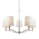 image 1 of Ortona Vintage Pendant 5 Light Bright Nickel White Fabric Shades