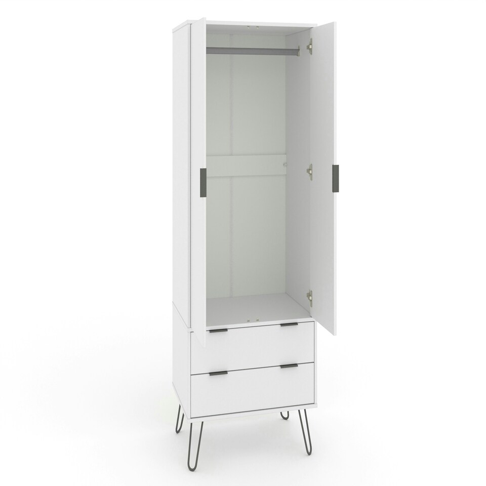 image 1 of Core Products Augusta Industrial White 2 Door, 2 Drawer Wardrobe H176.0cm x W76.5cm x D53.0cm White