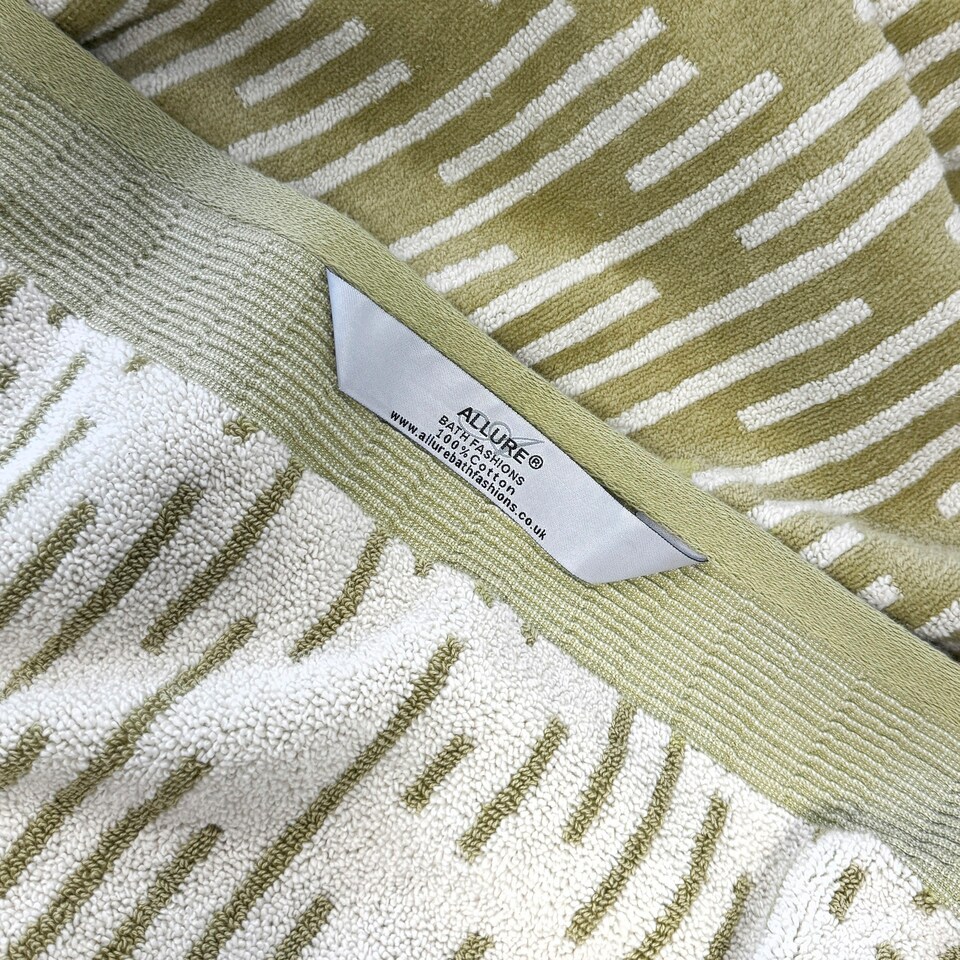 image 1 of Barcode Stripe Pop Up Zero Twist Towels Green | Bath towel