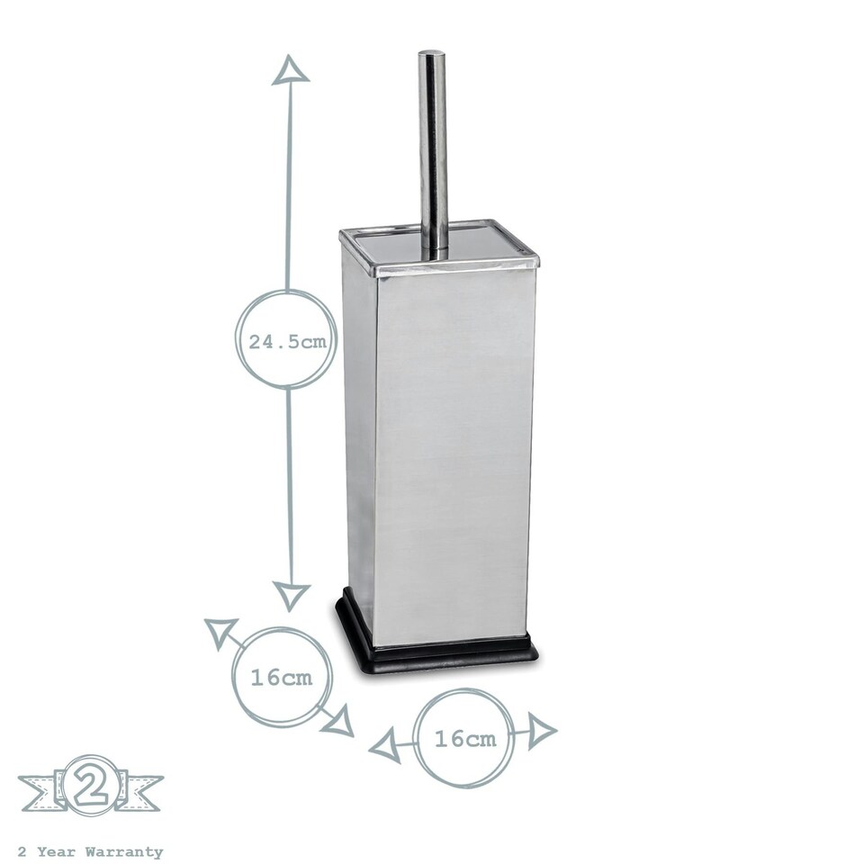 image 1 of Harbour Housewares Square Toilet Brush - Chrome Grey