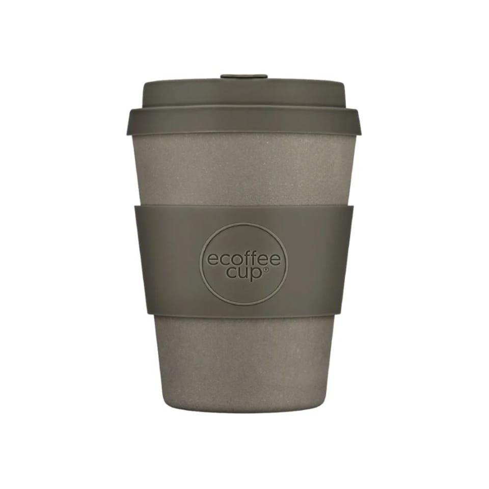 image 1 of Ecoffee Cup 12oz 350ml Reusable Eco-Friendly, Plant Based Coffee Cup with Silicone Lid & Sleeve, Molto Grigio | Grey | Molto Grigio