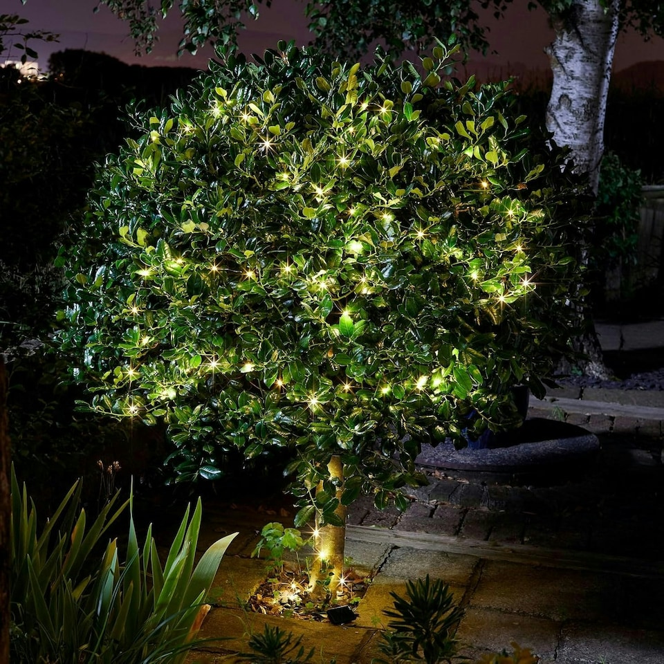 image 1 of Solar Powered 200 LED Warm White Firefly String Lights | Clear | 1