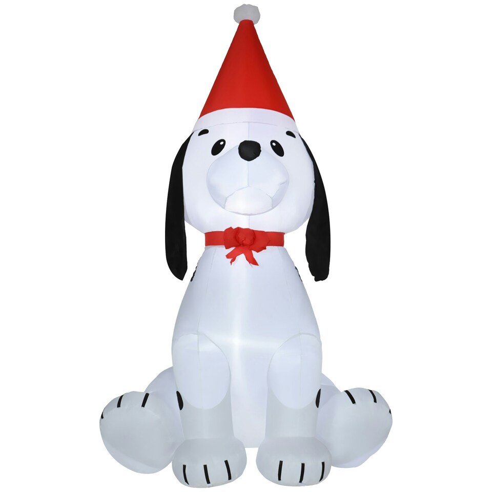 image 1 of HOMCOM 6ft Inflatable Christmas Puppy Dog Santa Hat Lighted Multicolor