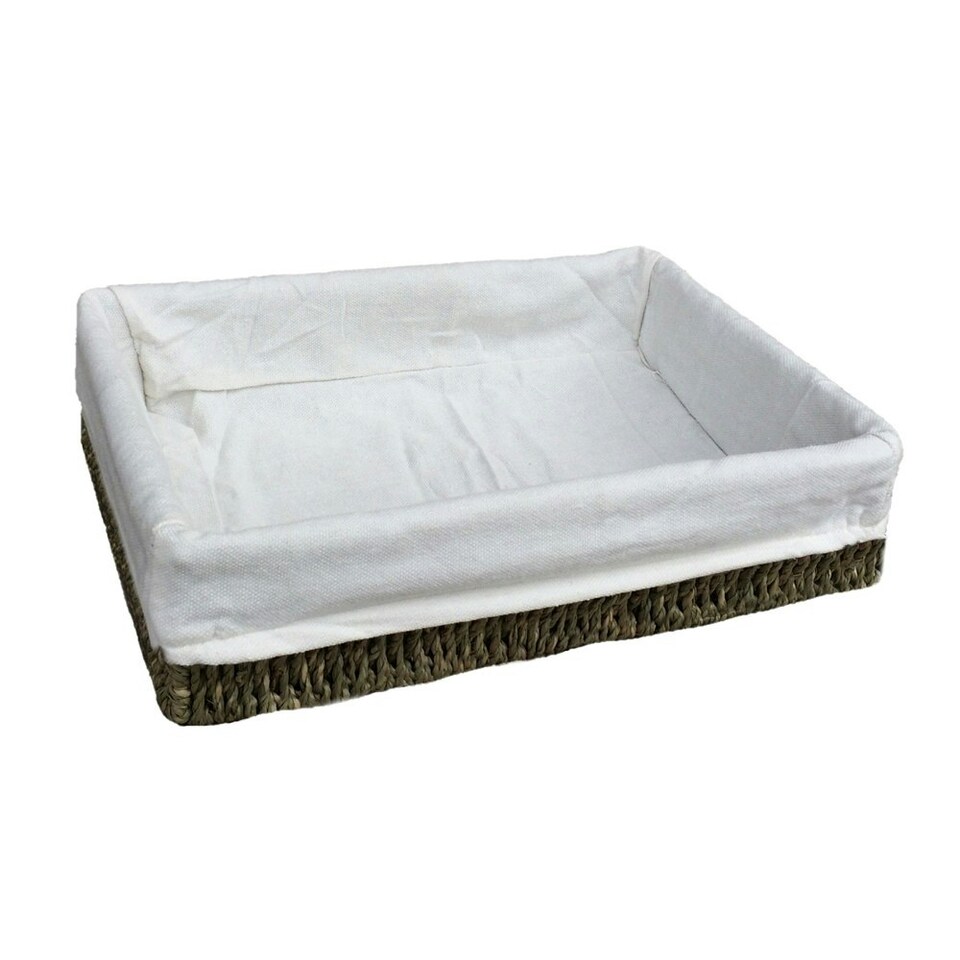 Small Lined Rectangular Seagrass Tray Brown | Brown