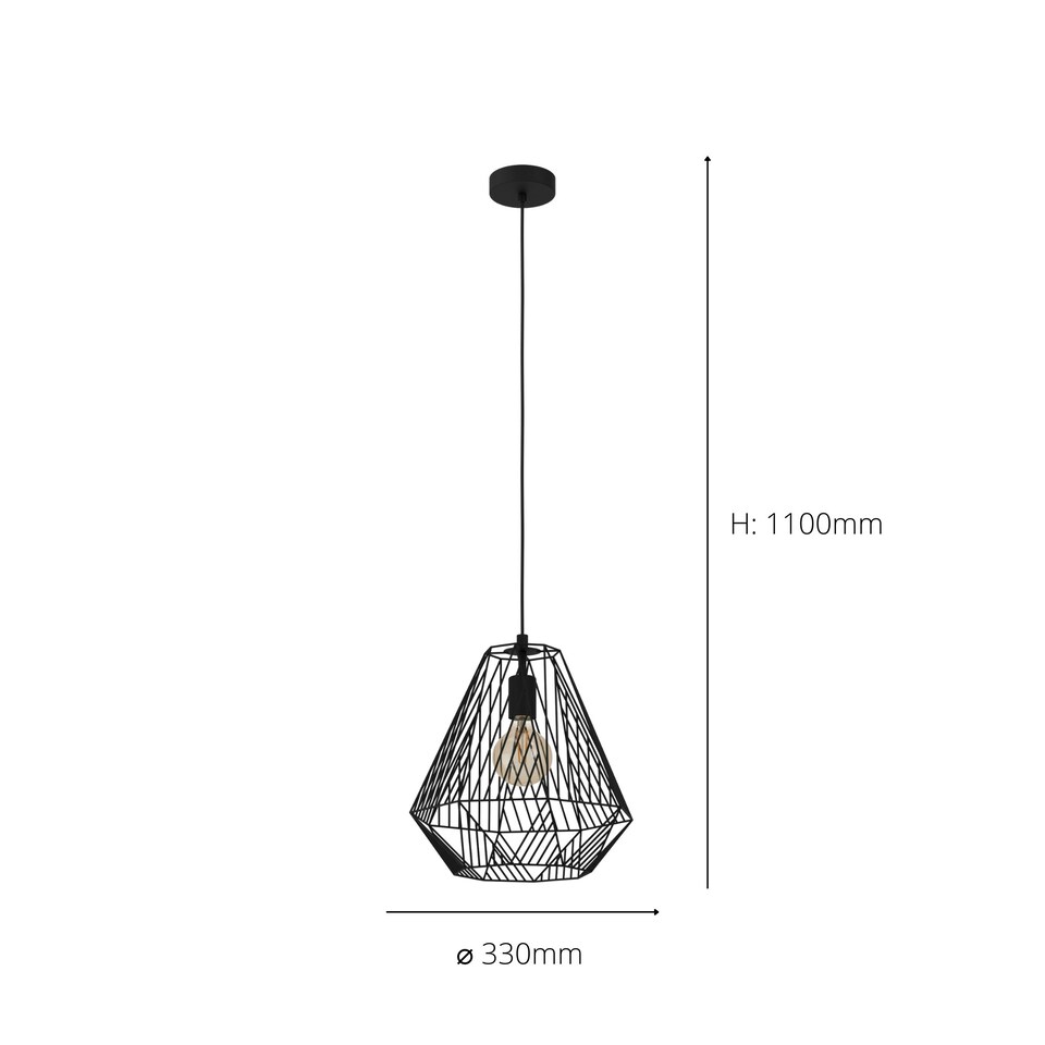image 1 of EGLO Stype Vintage Industrial Pendant Light WBS Black