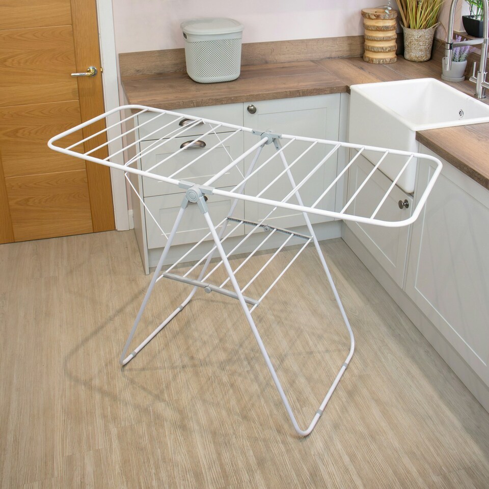 image 1 of JVL Strong Winged Clothes Drying Airer - 12M, White
