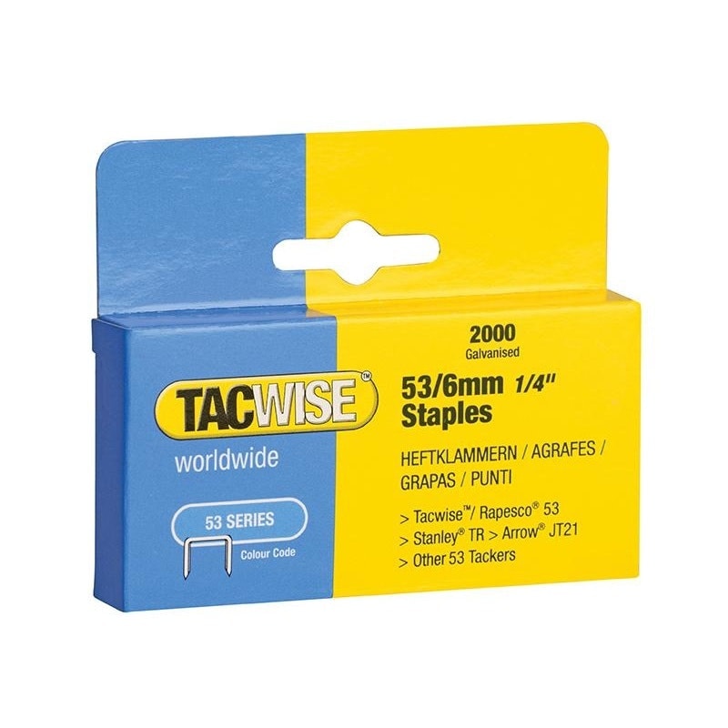 Tacwise 53 Light-duty Staples (type Jt21 A) - Multi Colour - 6mm