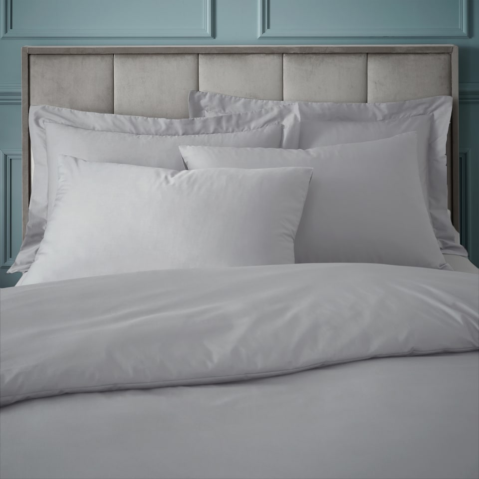 image 1 of Bianca 180 Thread Count Egyptian Cotton Duvet Cover Set | Silver | Silver Grey | Super King