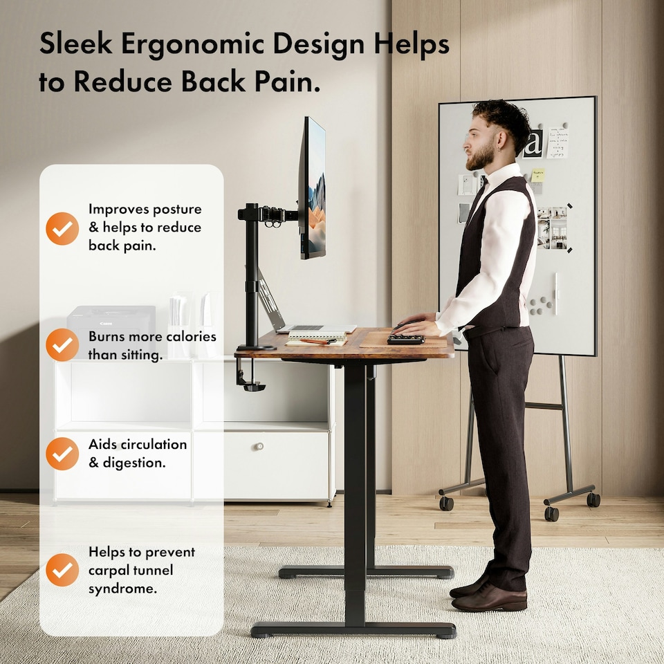 image 1 of VonHaus Large Adjustable Electric Standing Desk with USB-C charging