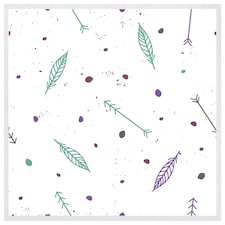 Cute cartoon pattern with feathers and arrows in boho style (Picutre Frame) White | XS