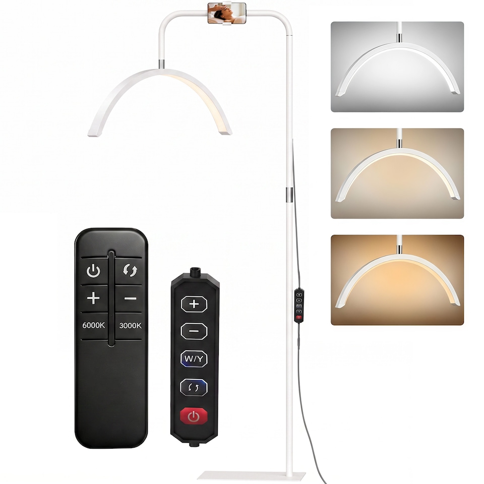 image 1 of HOMCOM Half Moon Lash Light, Beauty Floor Lamp with Rotatable Head