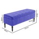 image 3 of 120cm Paris Plain Ottoman Storage Bench -Naples Shoes Bench with Black Turned Wooden Legs - Blue Upholstery Storage Footstool
