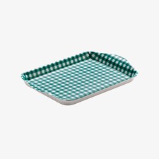 Zeal Melamine Mini Tray, Gingham Pattern, 18 x 14 cm, Forest Green