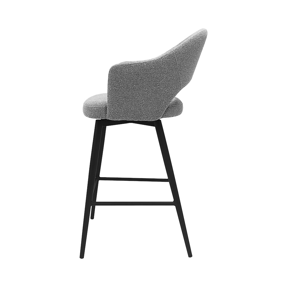 image 1 of Bentley Designs - Sterling 180° Return Swivel Barstool With Black Sand Powder Coated Legs - Grey Fabric (Single)