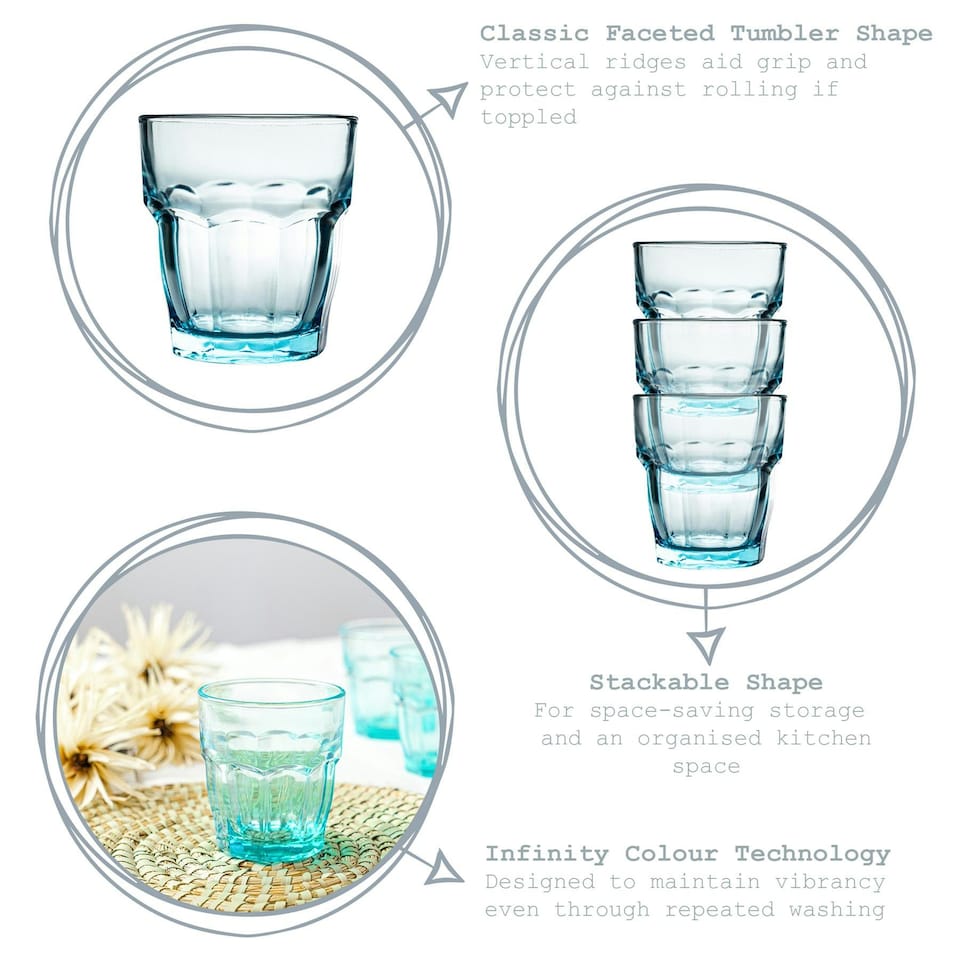 image 1 of Bormioli Rocco Rock Bar Lounge Water Glasses - 270ml - Blue - Pack of 6