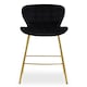 image 1 of Interiors by Premier Black Velvet Stool, Luxury Bar Stool, Modern Black Velvet Bar Chair with Quilted Design and Gold Legs