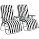 image 1 of Outsunny Set of 2 Adjustable Sun Lounger Recliner Reclining Seat Grey Stripe | Grey | Grey and White Stripe | L