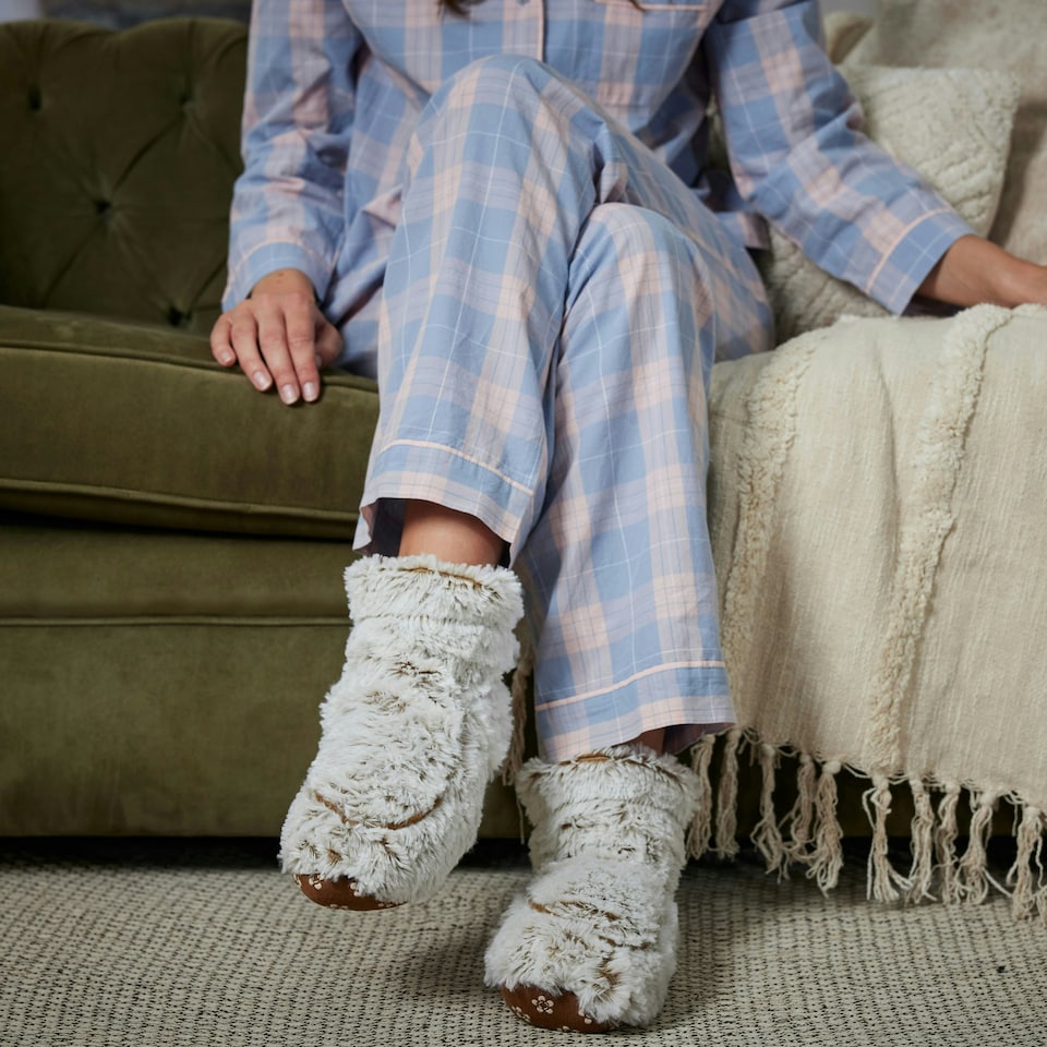 image 1 of Warmies Microwavable Boots One Size Marshmallow Beige Colour