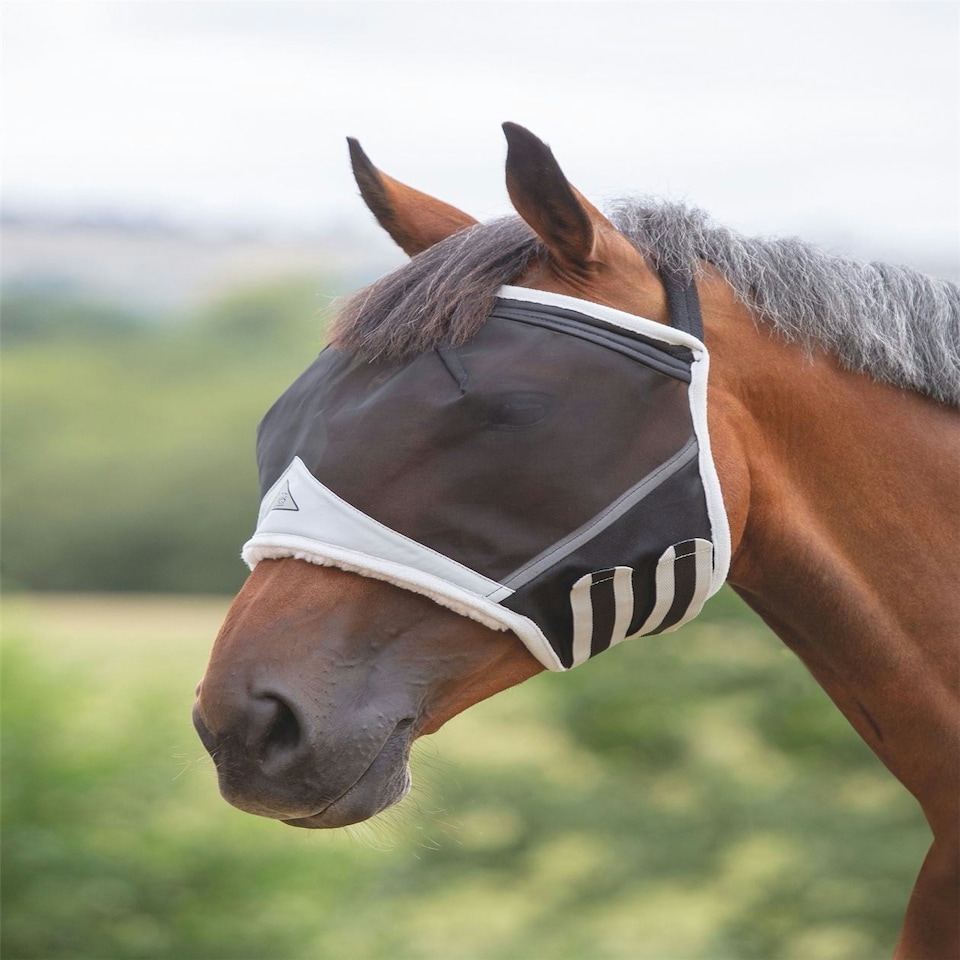 image 1 of Shires Fine Mesh Earless Fly Mask Blue | Cob
