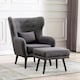 image 7 of Winslow Wing Back Fabric Occasional Button Back Armchair w Footstool (Grey)