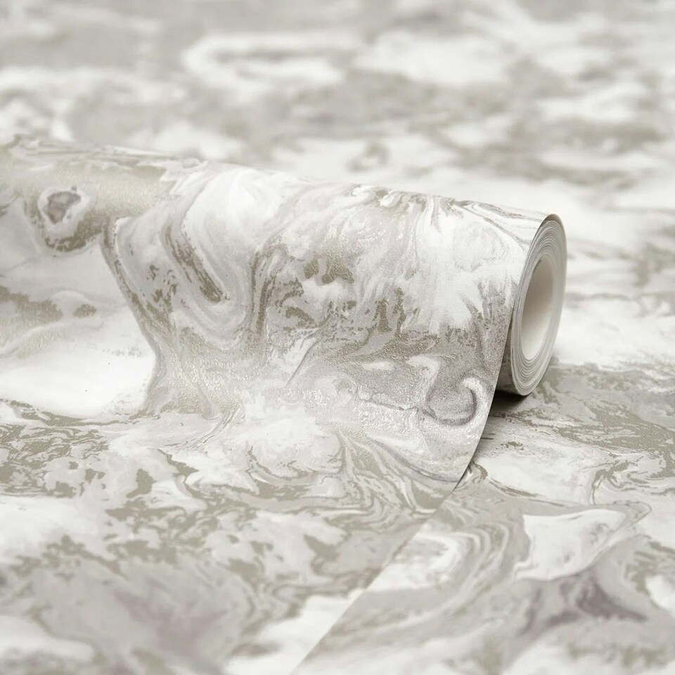 image 1 of Liquid Marble Wallpaper in Taupe Multi